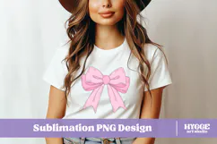 Coquette Girly Pink Bow Gentle Cute Baby Kid Clipart PNG DTF Product Image 2