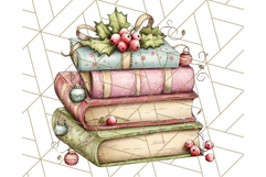 Christmas Book Clipart, Festive Reading PNG Illustrations Product Image 4