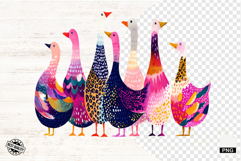 Colorful Goose Png Sublimation - Cute Geese Png Product Image 1