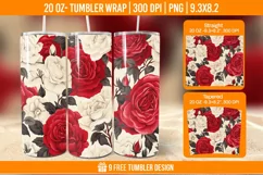 Valentine Rose Tumbler Wrap Designs, Sublimation Wrap Product Image 1