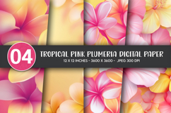 Tropical Pink Plumeria Digital Paper Product Image 1