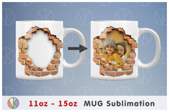 3D Hole in Brick Wall Photo Frame Pattern - 11oz-15oz Mug. Product Image 4