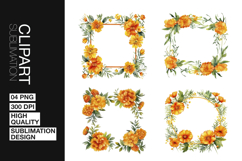 Sunflower Square Frame Clipart PNG Product Image 1