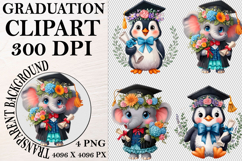 Whimsical Graduation Animal Clipart PNG, Graduation PNG Product Image 1