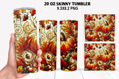 Pumpkins Skinny Tumbler 20oz Wrap Design, Halloween Tumbler Product Image 1