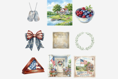 Watercolor Memorial Day Clipart Bundle | Patriotic PNG Product Image 9