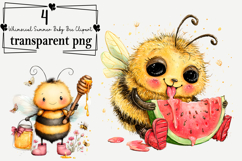 Whimsical Summer Baby Bee Clipart Watercolor PNG Product Image 1