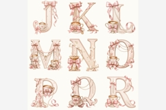 Coquette Coffee Alphabet PNG Bundle, A-Z Pink Bow Letters Product Image 4