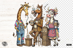 Whimsical Animal Drink Coffee - Whimsical Animals Clipart Product Image 1