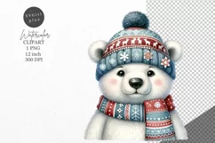 Christmas clipart, Polar bear clipart, Holiday clipart Product Image 1