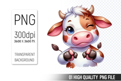 Cow Clipart PNG, Farm Animals Clipart, Rustic Farm Art Product Image 1
