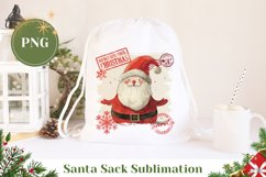 Christmas Santa Sack, Watercolor Santa Claus Gift Bag Design Product Image 1