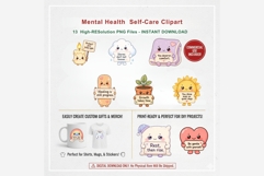 Mental Health Self Care Clipart PNG | Kawaii Affirmation Product Image 8