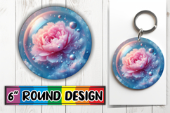 Enchanted Keychain Round Sublimation, 3D Flower Product Image 1