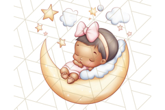 Sleeping Baby on Moon PNG, Cute Night Sky Baby Clipart Png Product Image 4