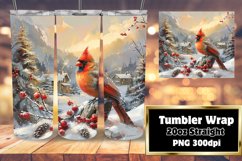 20oz Tumbler Wrap | Watercolor Christmas Cardinal Bird Product Image 1