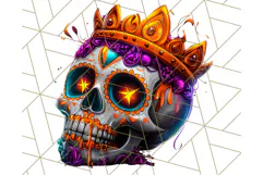 Bright Sugar Skull PNG Clipart, Halloween Colorful Skull Png Product Image 4