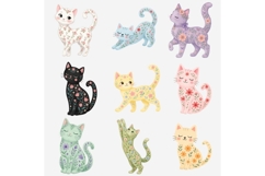 Floral Cat Clipart PNG, 18 Cute Flower Cat Designs Product Image 5