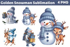 Golden Snowman Sublimation Clipart PNG Product Image 1