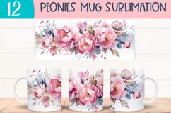 Watercolor peony mug wraps for Sublimation BUNDLE PNG Product Image 10