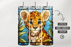 Baby Leopard Stained Glass Square Coaster - 04 Variations Product Image 1