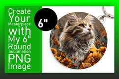 Playful Funny Feline Sublimation Circle Design Keychain Product Image 1