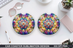 Flower Car coaster sublimation, Summer Coaster PNG Design Product Image 1