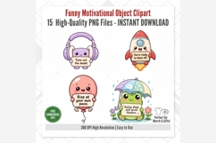 Funny Motivational Object Clipart Bundle, Cute Kawaii Product Image 5