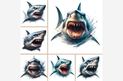 Angry Shark Clipart Bundle | 12 JPEG Files, Scary Shark Art Product Image 7