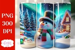 Christmas 3D tumbler wrap for sublimation, Cute Snowman PNG Product Image 1