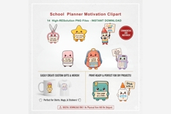 School Planner Motivation Clipart | 14 PNG Kawaii School Product Image 7