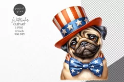 Patriotic clipart, Pug clipart, Dog clipart Product Image 1