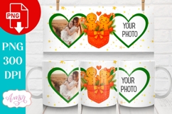 Christmas photo mug wrap PNG, Christmas gingerbread man png Product Image 1