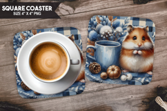 Hamster, Pets &amp; Animals, Buffalo Plaid Square Coaster PNG Product Image 1