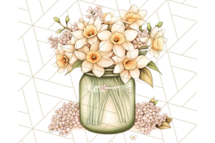 Flowers in Glass Jars PNG, Rustic Floral Watercolor Clipart Product Image 4