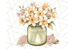Flowers in Glass Jars PNG, Rustic Floral Watercolor Clipart Product Image 4
