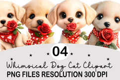 Whimsical Dog Cat Clipart Valentine's Png Product Image 1