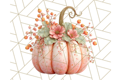 Pumpkin Clipart with Fall Flowers PNG Autumn Illustration Product Image 4
