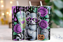 Halloween Raccoon Tumbler Wrap | Sublimation | Tumblers Product Image 1