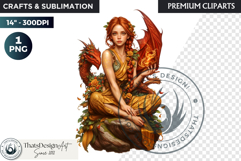 Fantasy Dragon witch clipart, enchantress, dragon egg queen Product Image 1