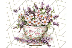 Vintage Floral Teacup Clipart PNG, Blooming Teacups Clip Art Product Image 4