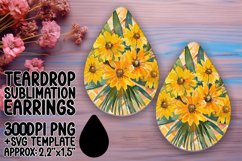 Sublimation Design - Colorful Floral Teardrop Earrings Product Image 1