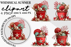 Whimsical Summer Watercolor Clipart PNG Product Image 1