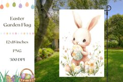 Easter Garden Flag, Watercolor Easter Bunny Sublimation Product Image 1
