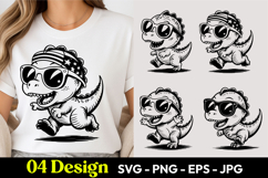 Cool Running Dino SVG PNG Product Image 1