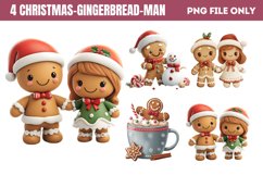 Watercolor Christmas Gingerbread Man Clipart PNG Product Image 1