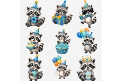 Boy Raccoon Birthday Clipart PNG, 18 Cute Blue Birthday Product Image 5