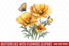 Butterflies With Flowers Clipart Product Image 1