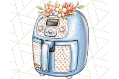 Blue Cottagecore Kitchen Clipart, Vintage Country Floral Png Product Image 4