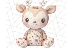 Pink Floral Stuffed Animal Clipart PNG, Cute Stuffed Animals Product Image 4